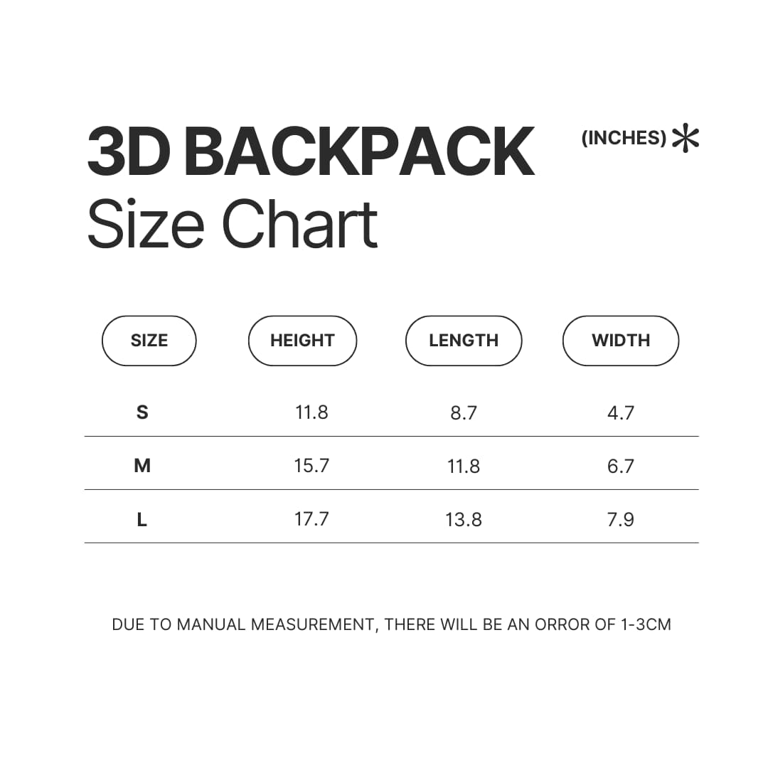 3D Backpack Size Chart - Horizon Zero Dawn Store