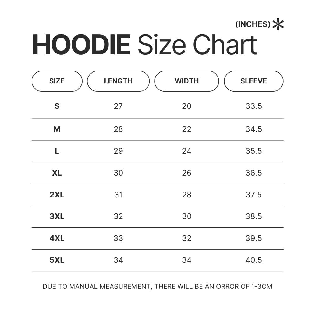 Hoodie Size Chart - Horizon Zero Dawn Store