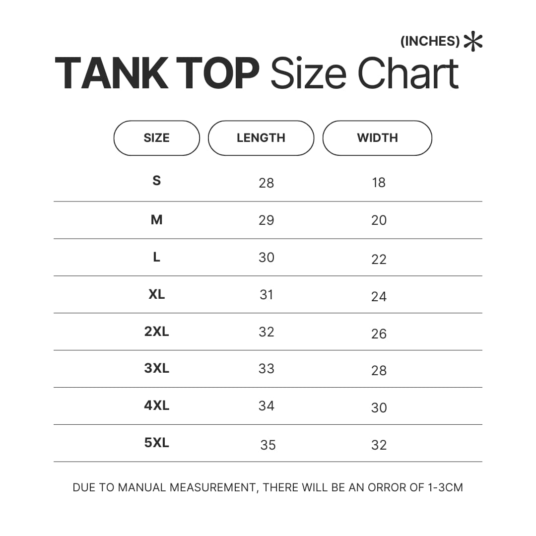 Tank Top Size Chart - Horizon Zero Dawn Store