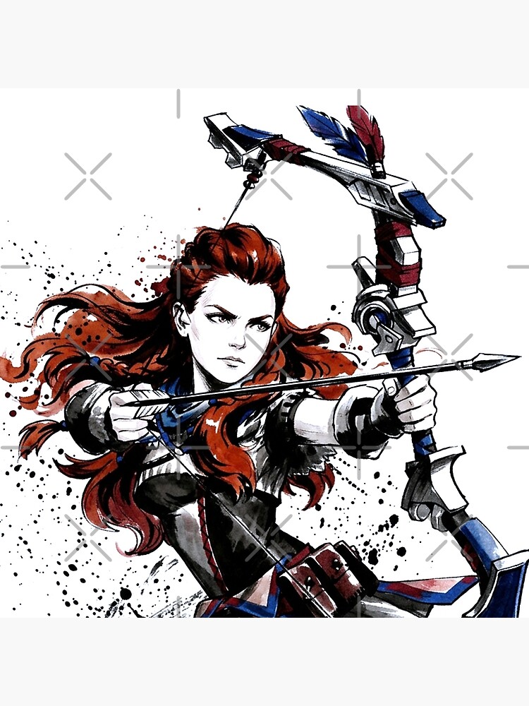 Horizon Zero Dawn Aloy Sumi E Throw Pillow - Image 2